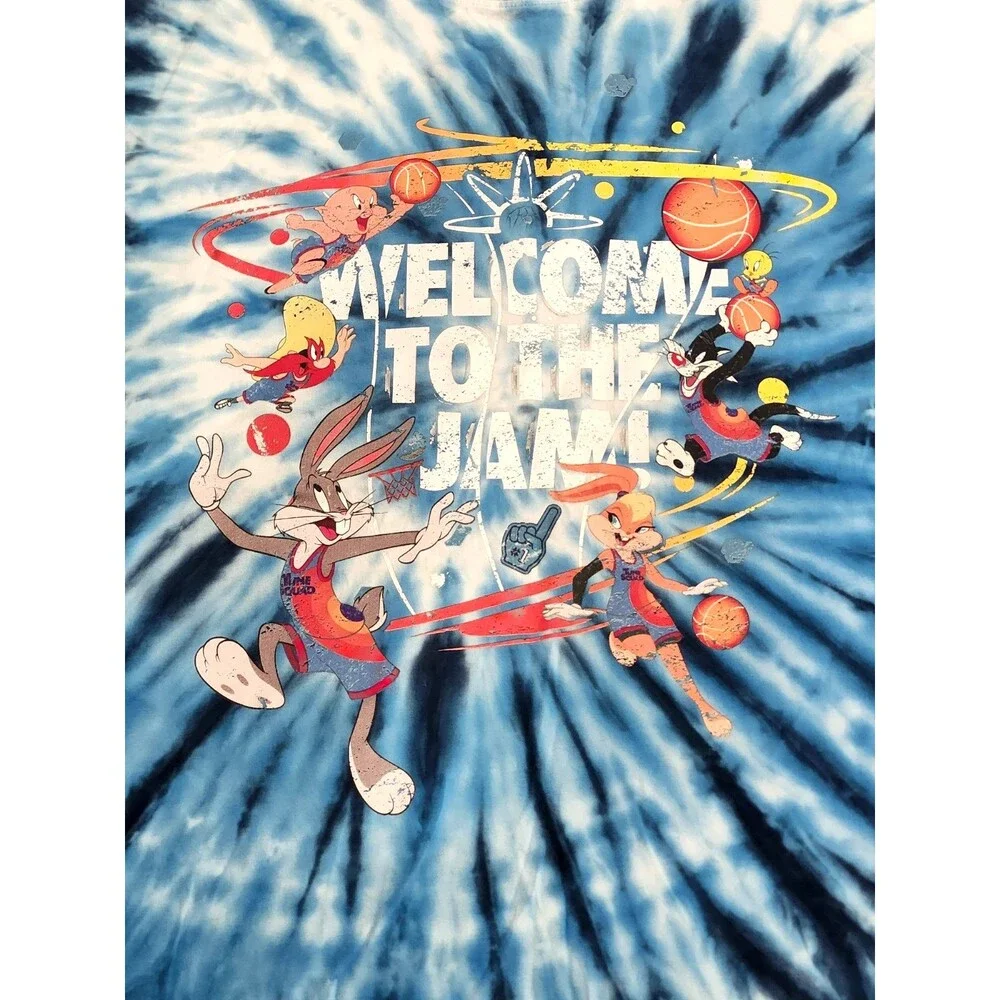 Vintage SIKSILK Space Jam TIE‎ DYE Over Sized T-shirt Mens Appx XL Looney Tunes